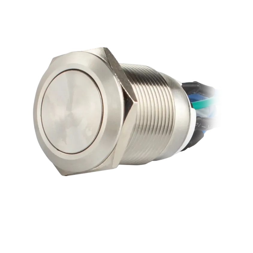 (SS19W) Bouton poussoir acier inox d=. 19 mm Contact NO+NC (F)