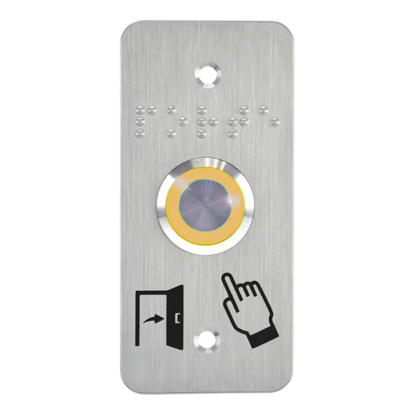 (SS19Y12WP101) Bouton poussoir acier inox d=19 mm Halo jaune 12V AC/DC Contact NO+NC (F)+SSP101