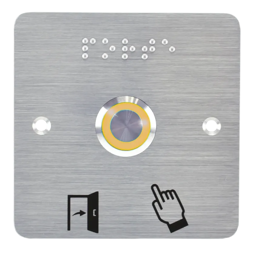 (SS19Y12WP201) Bouton poussoir acier inox d=19 mm Halo jaune 12V AC/DC Contact NO+NC (F)+SSP201