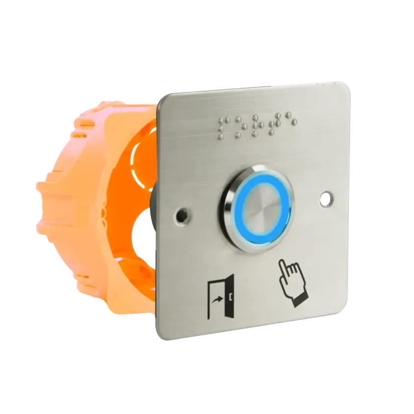 (SS25PMRP225) Bouton p. PMR acier inox d=25 mm Halo B/V et buzzer Relais temporisé + SSP225