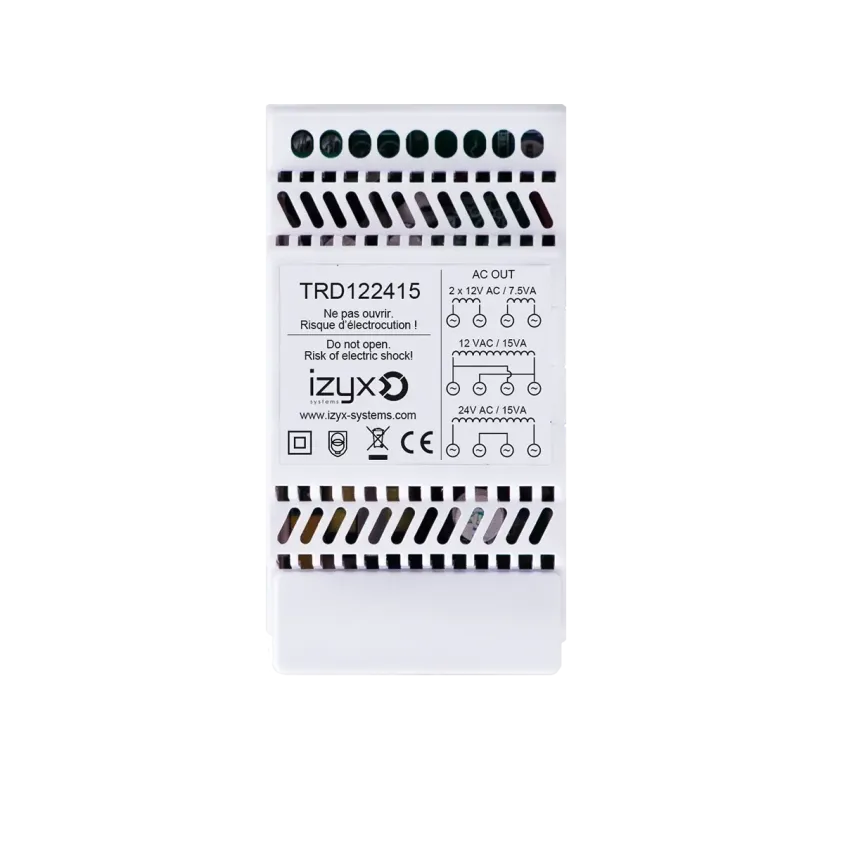 (TRD122415) Transformateur rail DIN 3M 230V AC / 12/24V AC / 15VA (1,25A/0,625A)
