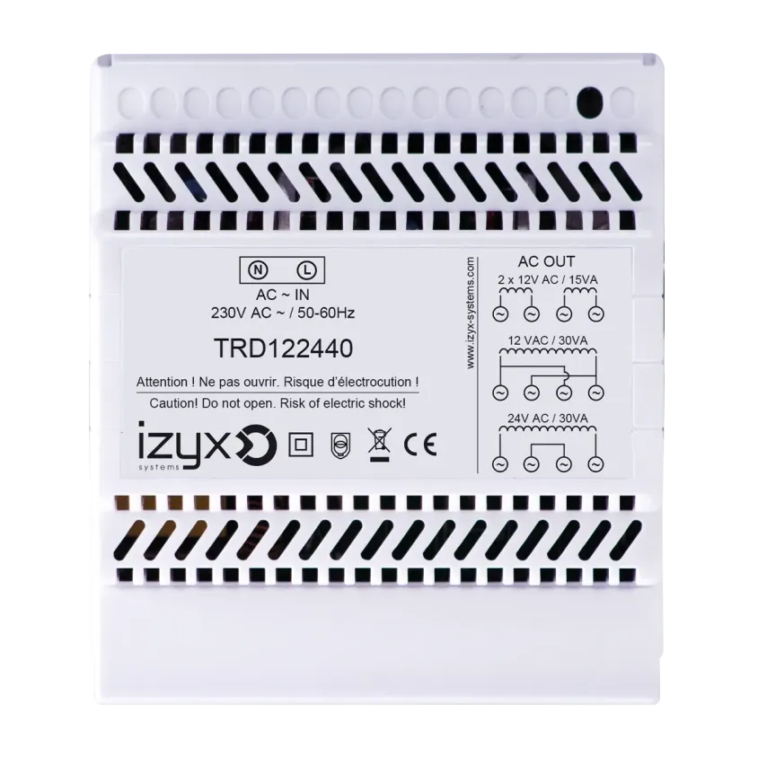 (TRD122440) Transformateur rail DIN 5M 230V AC / 12/24V AC / 40VA (3,3A/1,65A)