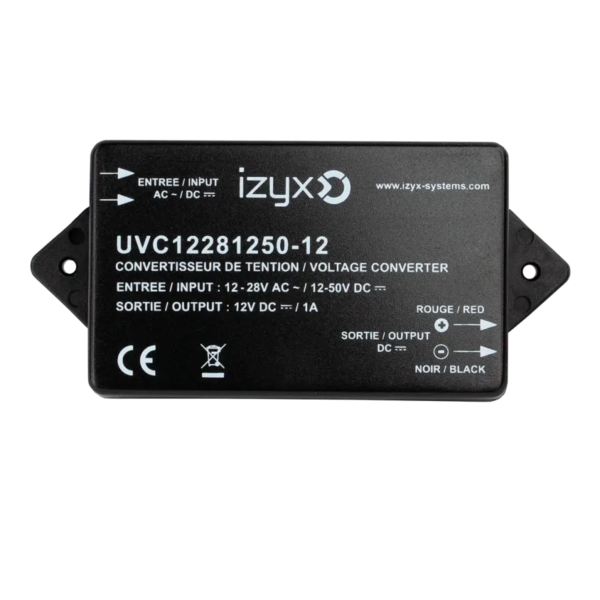 (UVC12281250-12) Convertisseur de tension : In 12-24V AC ou 12-50V DC / Out 12V DC 1A
