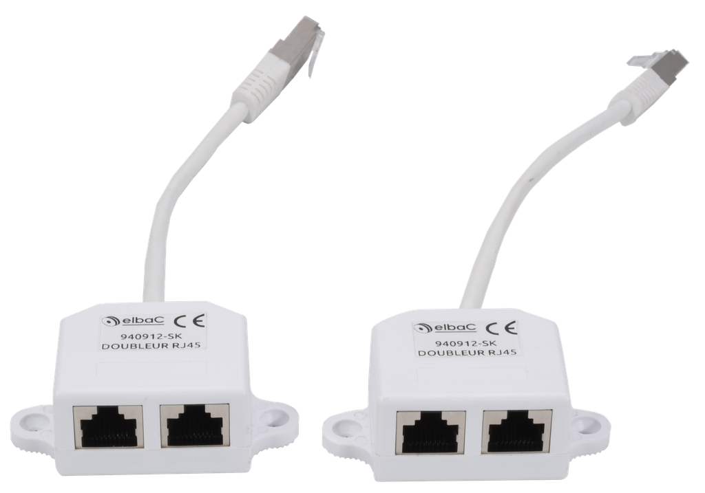(940912-SK) KIT 2 DOUBLEUR RJ45 FTP 100Mbps POE ENDSPAN Sachet 1 KIT Elbac