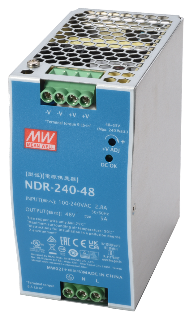 (K48240-B0) ALIMENTATION 48VDC 240W RAIL DIN MW Boite 1 PC Elbac
