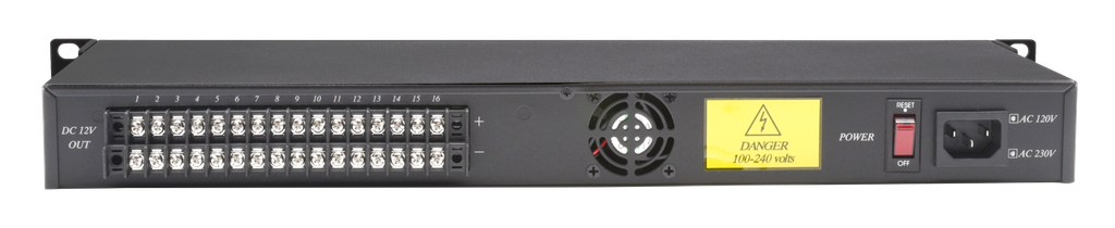 [S17516-B0] (S17516-B0) ALIMENTATION 12VDC 16A 16 PORTS RACKABLE Boite 1 PC Elbac