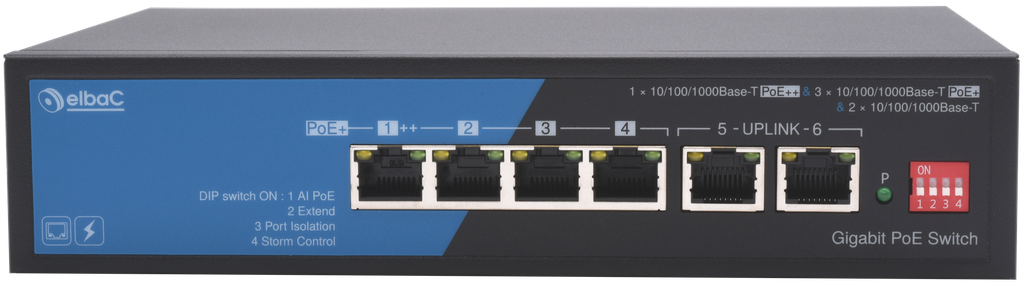 (S40422-01-B0) SWITCH 60W- 1×1000Mb/POE++ & 3×1000Mb/POE+ & 2×1000Mb Boite 1 PC Elbac
