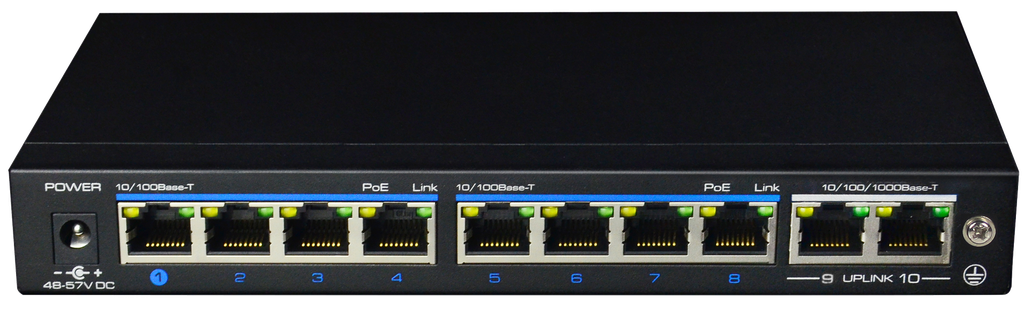 (S40833-B0) SWITCH 120W- 8×100Mb/POE+ & 2×1000Mb Boite 1 PC