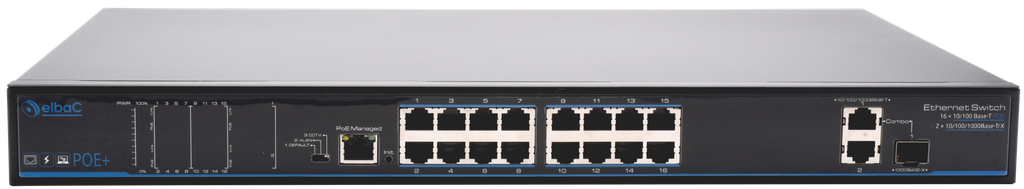 (S41624-01-B0) SWITCH MANAGEABLE 270W - 16×100Mb/POE+ & 2×1000Mb & 1×SFP 1Gb Boite 1 PC