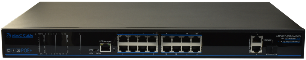 (S41624-B0) SWITCH MANAGEABLE 250W- 16×100Mb/POE+ & 2x1000Mb & 1SFP Boite 1 PC