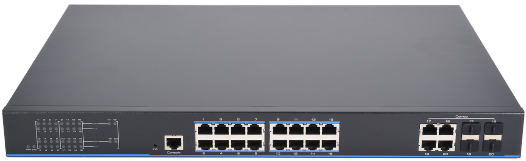 (S41634-01-B0) SWITCH MANAGEABLE L2 280W- 16×1000Mb/POE + 4×(RJ45/SFP 1000Mb) Boite 1 PC