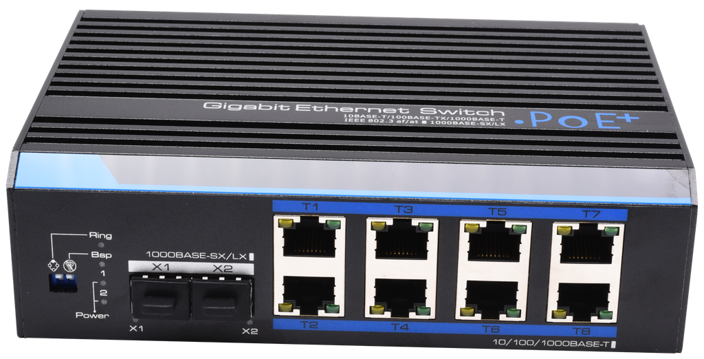 (S44834-B0) SWITCH INDUS 80-240W 8×1Gb/POE+ & 2×SFP RING - ALIM 12-48V Boite 1 PC Elbac