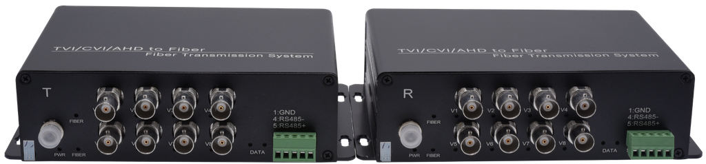 (S69108-BK) KIT-DEPORT 8xHD-TVI/CVI/AHD/CVBS + RS485 SUR FIBRE 20KM Boite 1 KIT Elbac