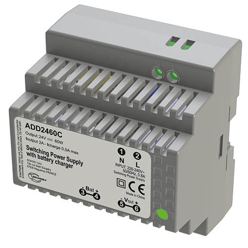 (ADD2460C) Alimentation sur rail DIN  chargeur 230V AC / 24V DC / 60W - 2A
