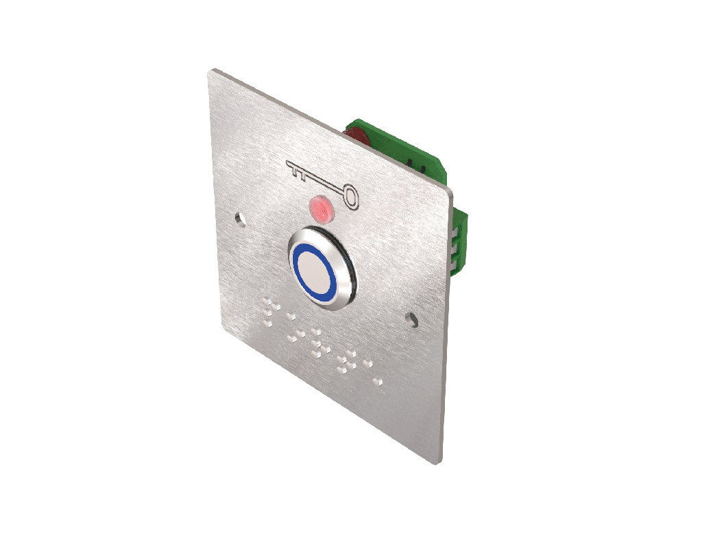 (PB19_BBL3-B12) Bouton poussoir lumineux bleu avec plaque d'encastrement