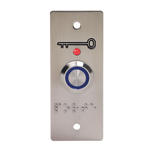 (PB19_BBL3E-B12) Bouton poussoir lumineux bleu avec plaque d'encastrement étroite