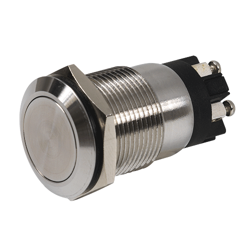 (PB19NO+NC_ST) Bouton poussoir INOX 19 mm, NO+NC, bornier à vis