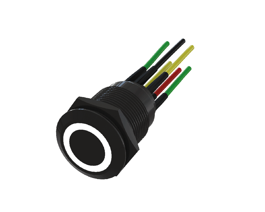 (PB19VB_6FS-N) Bouton pousoir noir 19 mm vert / blanc NO+NC
