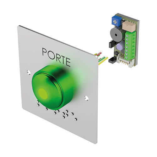 (PB22M_BBL) BP champignon avec plaque d'encastrement PORTE et braille PORTE