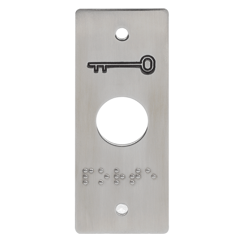 (PBP19_4) Plaque INOX pour PB19 pictos clé + marquage braille Porte