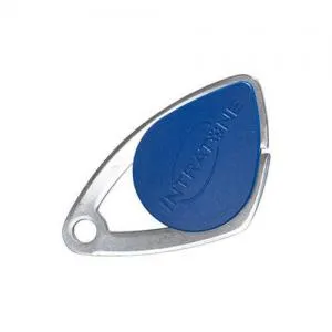 [08-0103] (08-0103) Badge électronique Mifare - insert inox gravé - bleu