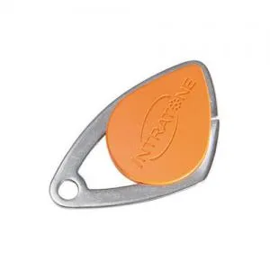 [08-0108] (08-0108) Badge électronique Mifare - insert inox gravé - orange
