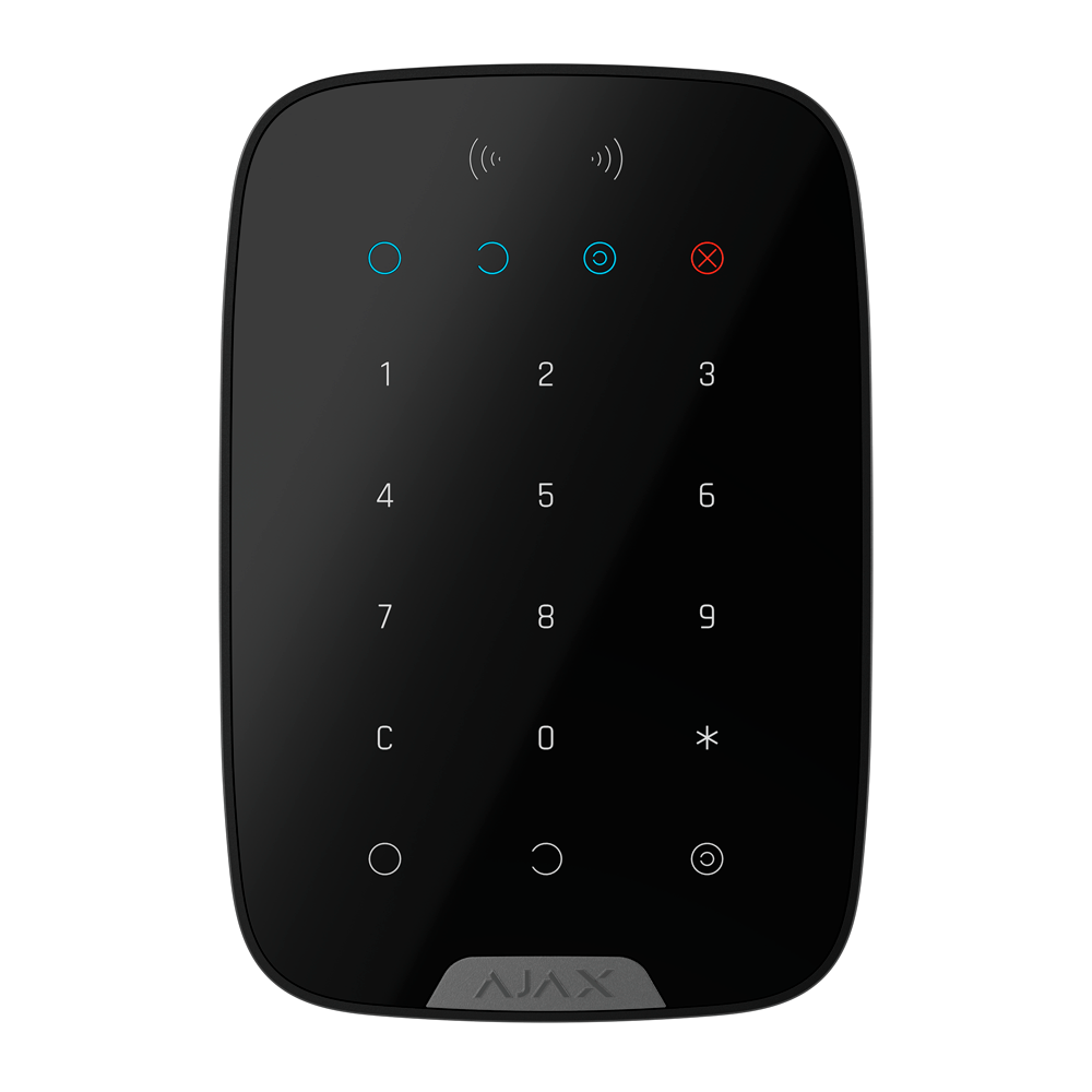 (AJ-KEYPADPLUS-S-B) Clavier séparé avec lecteur RFID - Degré 2 - Sans fil 868 MHz Jeweller - Armé, partiellement armé, désarmé et urgence - Codes personnel, général et des invités - Bouton de panique intégré - Jusqu'à 4.5 ans de vie utile