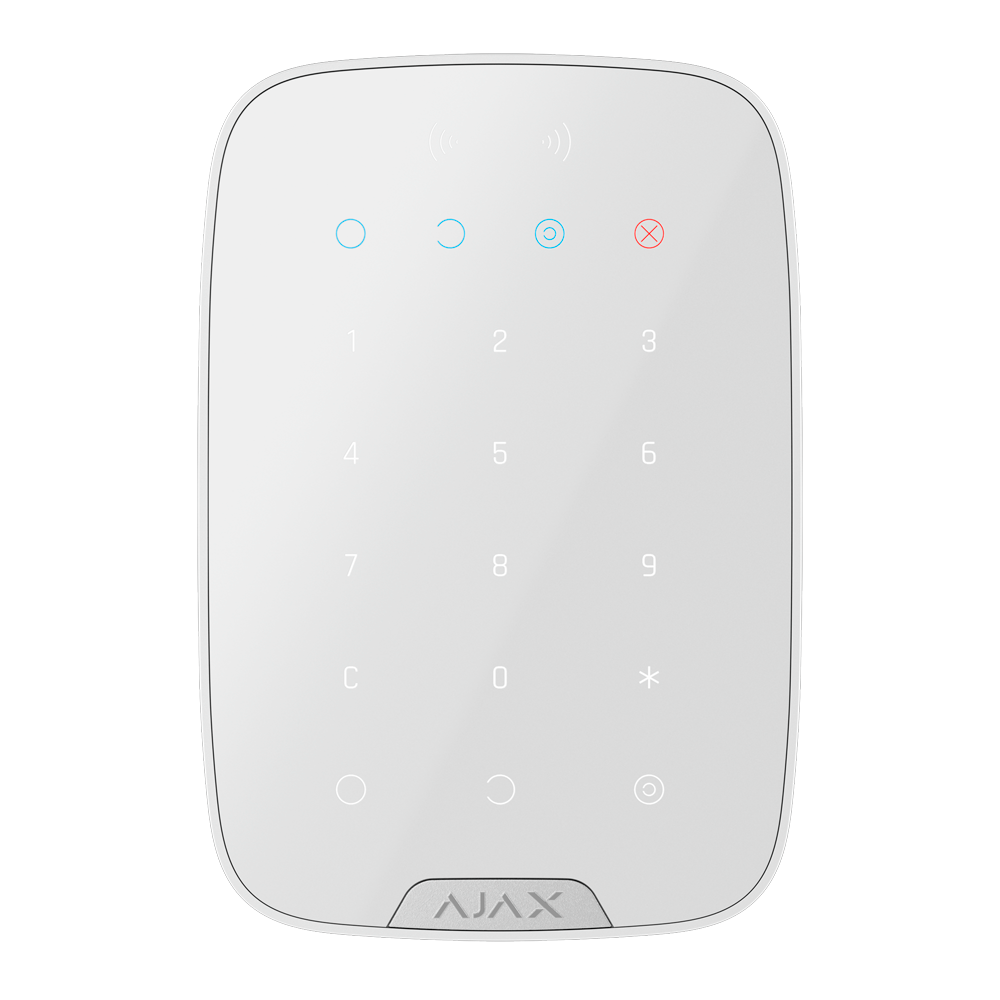 [AJ-KEYPADPLUS-S-W] (AJ-KEYPADPLUS-S-W) Clavier séparé avec lecteur RFID - Degré 2 - Sans fil 868 MHz Jeweller - Armé, partiellement armé, désarmé et urgence - Codes personnel, général et des invités - Bouton de panique intégré - Jusqu'à 4.5 ans de vie utile