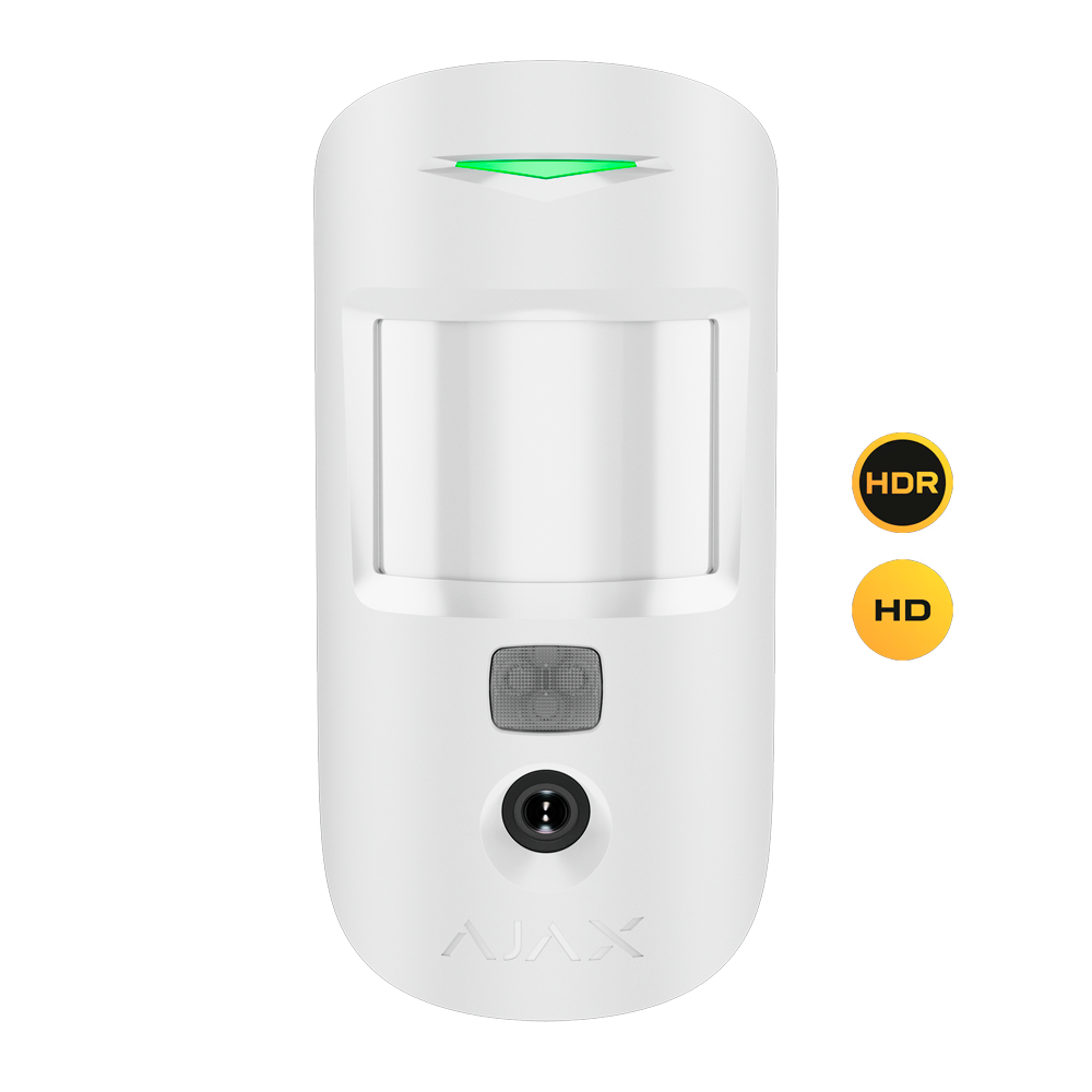 [AJ-MOTIONCAM-HD-PHOD-S-W] (AJ-MOTIONCAM-HD-PHOD-S-W) Détecteur avec photos sur demande - Degré 2 - Ajax Superior / Support avec vis de fixation - Résolution HD maximale  - Technologie HDR - Sans fil 868 MHz Jeweller - Rang de détection 12 m