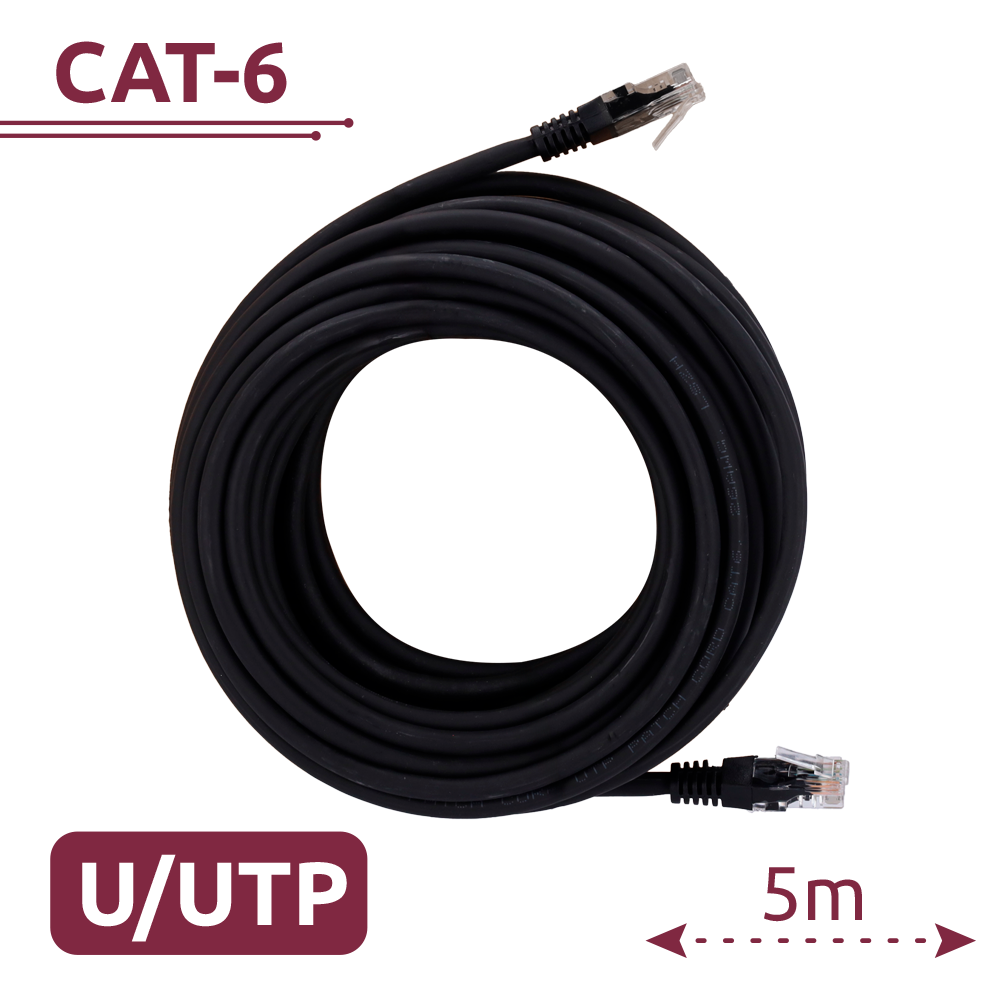 (CON-E21-5M) Câble UTP - Ethernet - Connecteurs RJ45 - Catégorie 6 - 5 m - Couleur noir