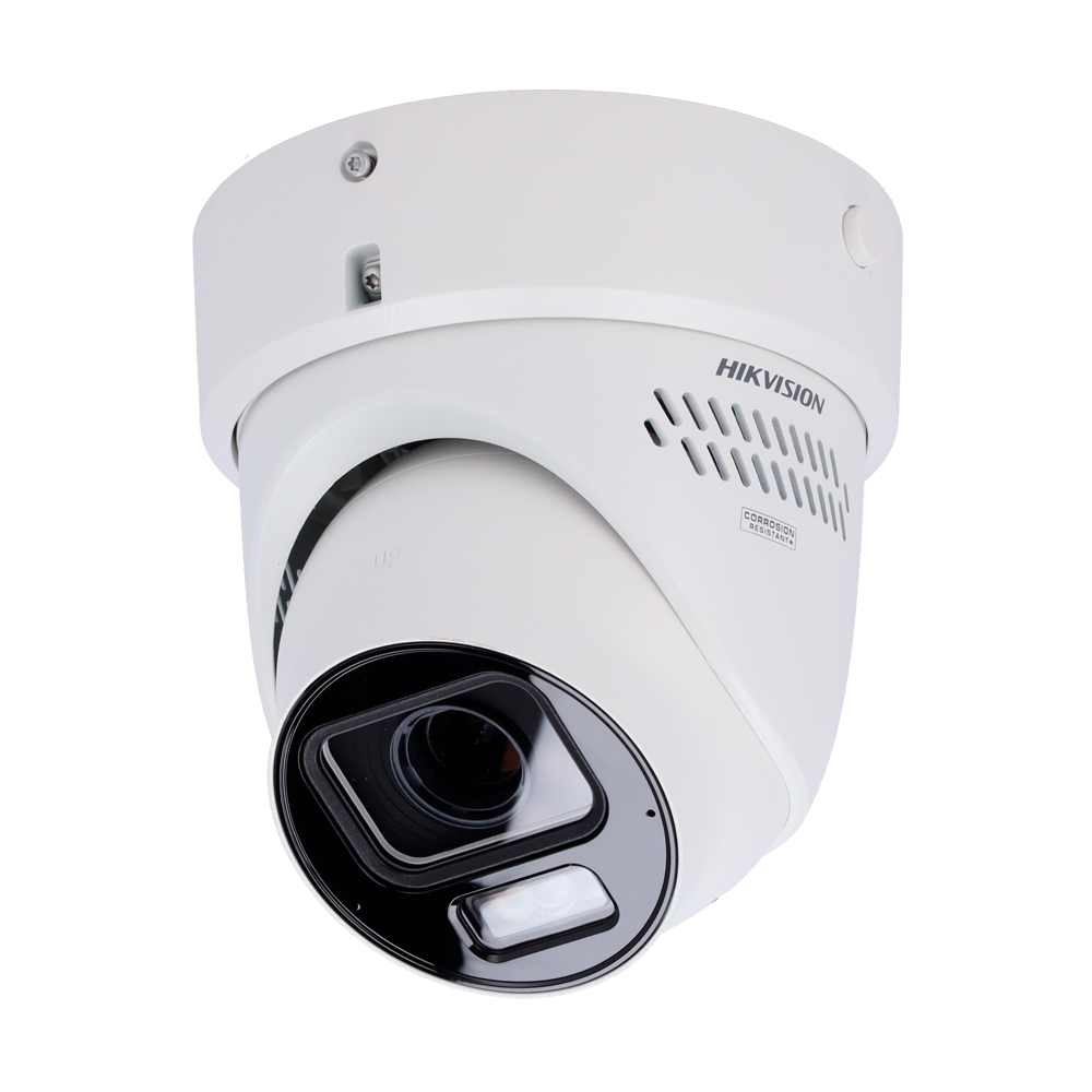 (DS-2CD2H87G3-LIZS2UY/SL(2.8-12mm)) Hikvision Cámara Turret IP gama PRO - 8 MP | Lente varifocal motorizada 2.8~12 mm - Luz híbrida 40 m | AcuSense 3.0 | Face Capture - Detección de movimiento 2.0 | ColorVu 3.0 - Alarma | Audio | Mic | Sirena y flash disuasorio - PoE+ | MicroSD | IP67 | IK10 | NEMA 4X