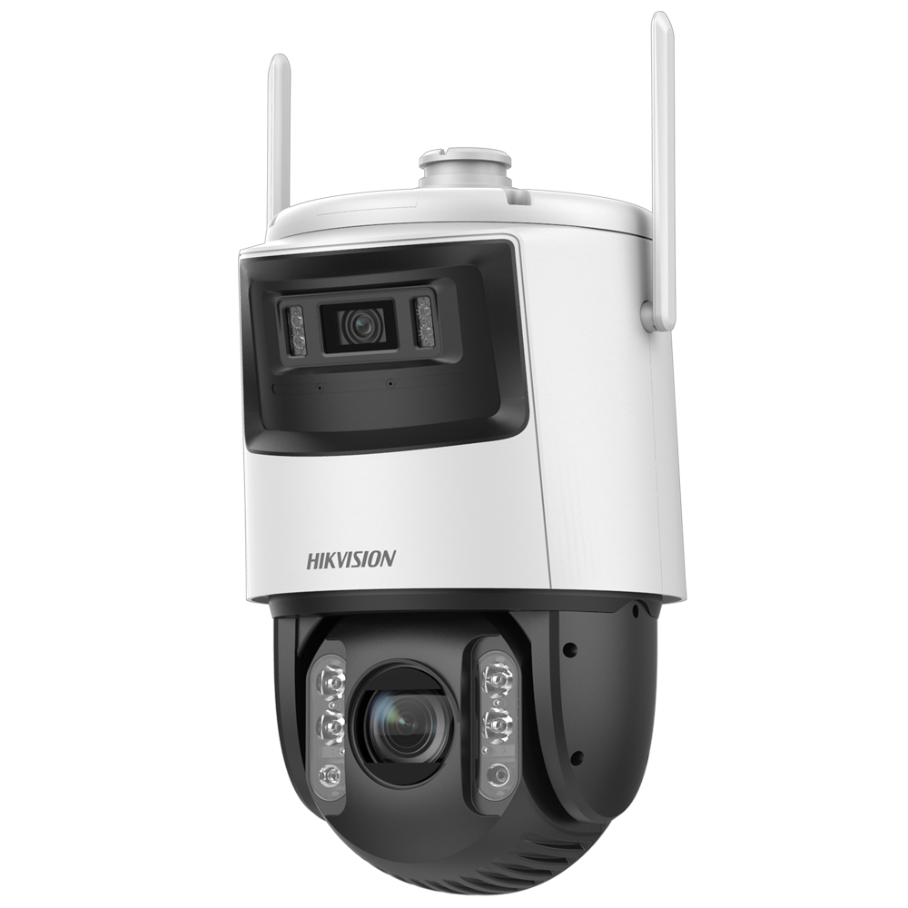 (DS-2SE7C432IWG-4G/14(F0)) Caméra tandem IP gamme SOLUTIONS Hikvision - Double objectif (fixe 4Mpx + PTZ 4Mpx)) - Objectif PTZ 5.9~188.8 mm 32X | IR 200 m - Objectif fixe 2.8 mm | IR 30 m  - Face Capture | Smart Tracking | 4G - Micro SD | IP66 | IK10 | Alarmes | Audio