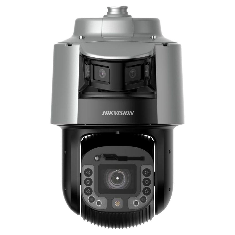 (DS-2SF8C442MXG1-ELWY/26(F0)) Hikvision  - Caméra IP motorisée - Gamme PRO  - Double objectif (Panoramique 6Mpx + PTZ 4Mpx)) - Objectif panoramique 2.8 mm | Lumière blanche 30 m - Objectif PTZ 6~252mm | 42X | IR 300 m - AcuSense | Reconnaissance faciale | NEMA 4X |IP67