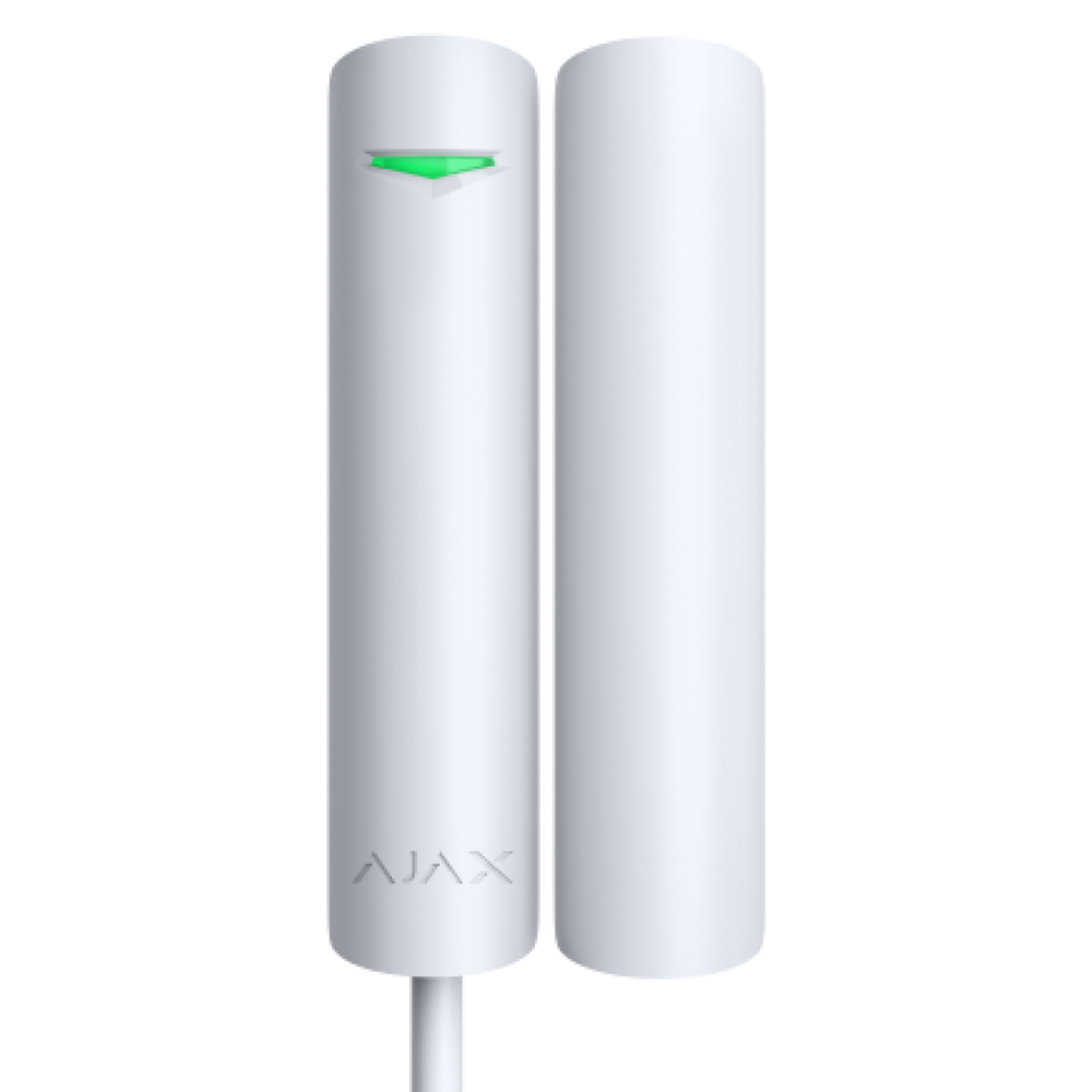 (FIBRA-DOORPROTECTPLUS-W-NF) Contact magnétique - Certifié NFA2P et grade 2 - Détecteur d'impact et d'inclinaison - Protocole Fibra - 2 relais à lames: installation d'un aimant des deux côtés - 1 entrée pour capteur filaire NC - Aimant petit et grand