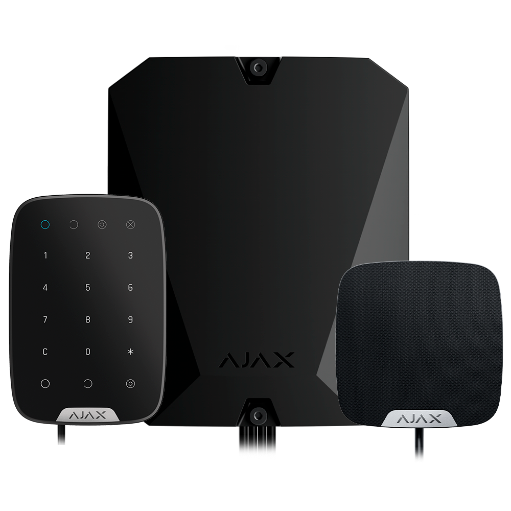 (FIBRA-KIT1-PRO-2G-B) Kit d'alarme professionnelle - Certifié Grade 3 - Communication Ethernet et double SIM 2G - Protocoles Jeweller, Wings et Fibra - Inclus: centrale hybride, clavier et - sirène d'intérieur