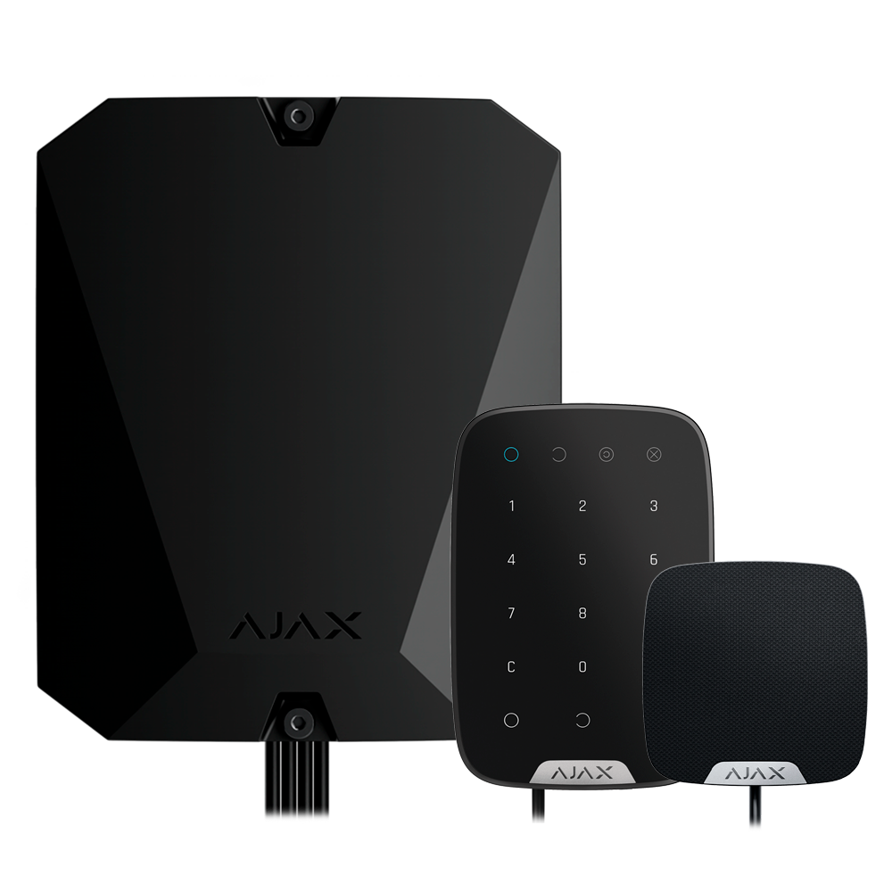 (FIBRA-KIT1-PRO-4G-B) Kit d'alarme professionnelle - Certifié Grade 3 - Communication Ethernet et double SIM 4G - Protocoles Jeweller, Wings et Fibra - Inclus: centrale hybride, clavier et - sirène d'intérieur