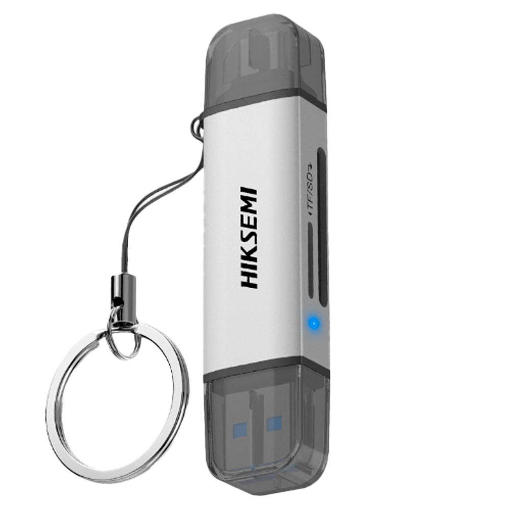 (HS-HUB-CR01STD/A&C/U3/100) Lector de tarjetas Hikvision - Entrada: tarjeta microSD y SD - Salida: USB A y USB C - Transferencia de datos de 5 Gbps