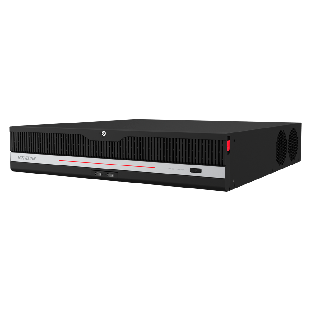 (iDS-9632NXI-M8/X) Enregistreur NVR 32 CH IP gamme SOLUTIONS Hikvision - Résolution maximale 32Mpx@2ch - Bande passante 320 Mbps  - Audio | Alarmes | 8 HDD | POS | RAID - Détection de mouvement 2.0 | Reconnaissance des visages - AcuSense | Structure vidéo | ANPR