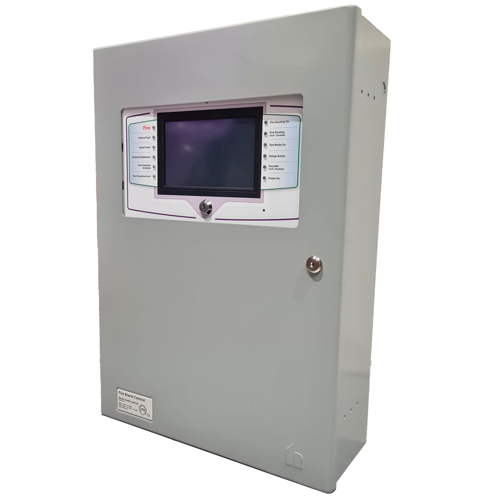 (LAAEE11010H1HEUK1) Panel de incendio direccionable de 2 lazos  - Fuente alimentación 5.25A - Corriente de bucle de 500 mA - 4 circuitos de sirena y 5 relés programables  - Pantalla táctil resistiva - Ampliable hasta 8 lazos