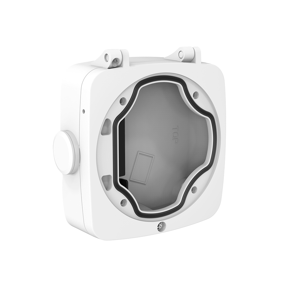 (MS-A62) Boîte de jonction pour caméras Bullet  - Couleur blanche - En plastique -  Permet de situer le passage du câblage à l'intérieur - 134 mm (H) x 126 mm (H) x 40 (Fo) mm