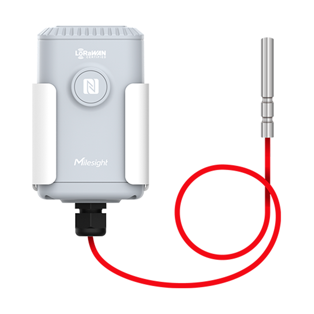 (MS-EM500-PT100-868M-T200) Capteur de température LoRaWAN -  Plage de détection de -50ºC ~ 200ºC - Jusqu'à 10Km de portée avec vision directe - Configuration via NFC et application - Degré de protection IP67 - Batterie de longue durée