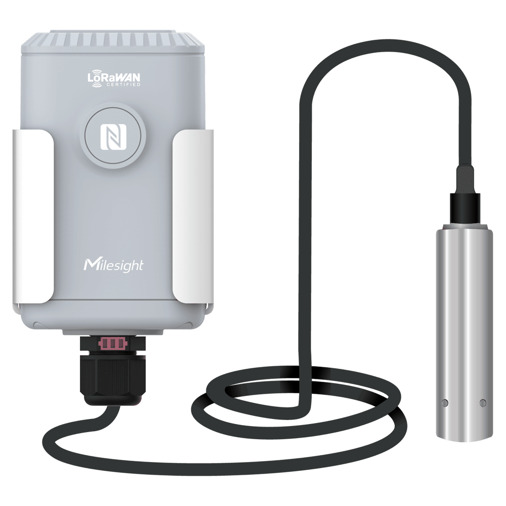 (MS-EM500-SWL-L003-868M) Capteur de niveau d'eau LoRaWAN - Jauge de niveau d'eau submersible - Jusqu'à 15Km de portée avec vision directe - Configuration via NFC et application - Degré de protection IP67 - Batterie de longue durée
