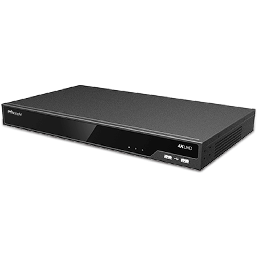 (MS-N5016-NE) Enregistreur NVR Milesight pour caméras IP - 16 CH vidéo - Résolution maximale 8.0 Mpx - Bande passante 80 Mbps - Sortie HDMI 4K et VGA 2HDDs - Prend en charge les caméras LPR Milesight