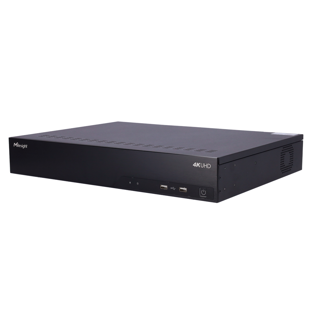 (MS-N7016-PG) Milesight 4K PoE NVR 7000 series - Resolución máx. 4K | 16 canales / 16 puertos PoE - Ancho de banda 160/160Mbps - Salida 4K HDMI y VGA | 4 HDD | RAID0 1 5 6 10 - Soporta cámaras LPR Milesight | ONVIF S/T - Cumplimiento NDAA