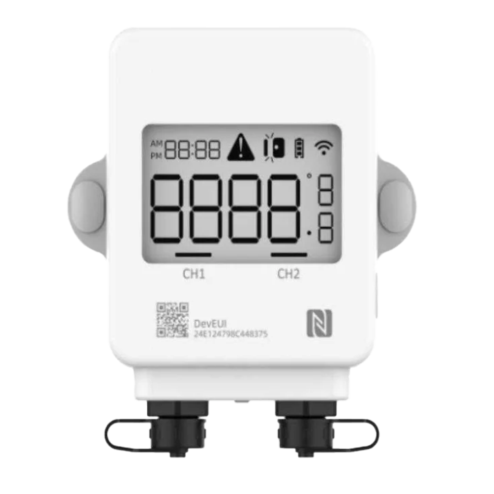 (MS-TS302-868M) Capteur de température double LoRaWAN - Requiert une sonde externe pour lire la température -  Plage de détection -200ºC ~ 500ºC (en fonction de la sonde) - Jusqu'à 15Km de portée avec vision directe - Configuration via NFC et application - Degré de protection IP67