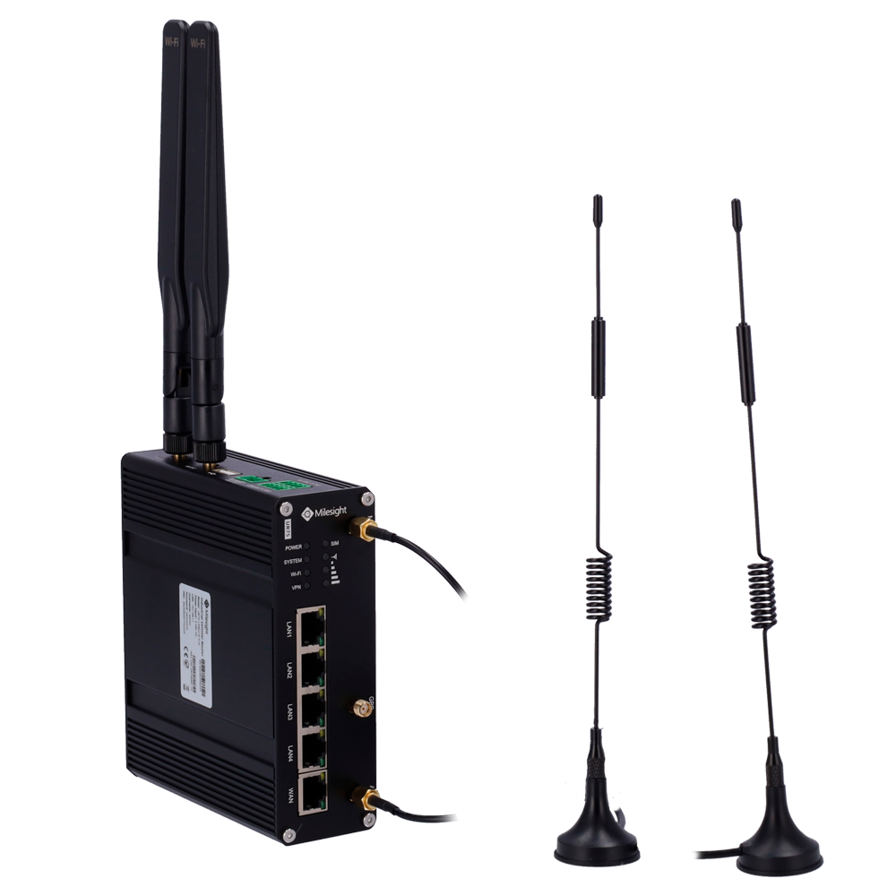 (MS-UR75-L04EU-G-P-W) Routeur industriel Milesight 4G - 4G Cat 4 - 5 ports 10/100/1000Mbps - PoE 802.3 af/at | Slot SSD - Double emplacement pour carte SIM 4G/3G - WiFi 802.11 b/g/n/ac | Positionnement GPS