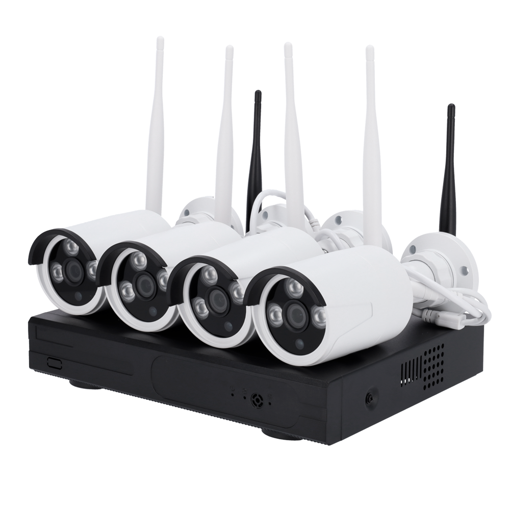 (NV-KIT430W-4CAM) Kit CCTV WiFi Nivian - NVR 4 canaux - 4 caméras 3 Mpx pré-enregistrées - Convient pour une utilisation en extérieur IP66 - Espace pour 1 Disque dur - Application et logiciel Eseecloud