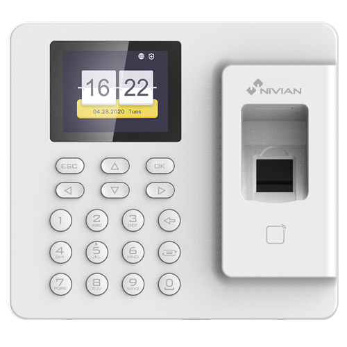 (NV-TIMECONTROL-IP) Pointeuses - Empreintes digitales, Carte MF et Clavier - 1.000 enregistrements / 100.000 registres - TCP/IP et USB - Modes de Présence - Logiciel Nivian Control Center AC
