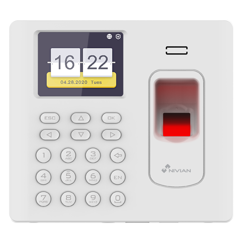 (NV-TIMECONTROL-WIFI) Pointeuses - Empreintes digitales, Carte MF et Clavier - 3.000 enregistrements / 100.000 registres - TCP/IP, USB et WiFi - Modes de Présence - Logiciel Nivian Control Center AC