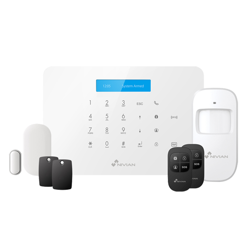 (NVS-A6WG-U1) Kit d'alarme Nivian Smart - Clavier tactile et lecteur RFID - Communication WiFi et GSM - Sans fil 868 MHz &amp; 433 MHz - Jusqu`à 60 dispositifs sans fil - Compatible avec la plateforme Tuya